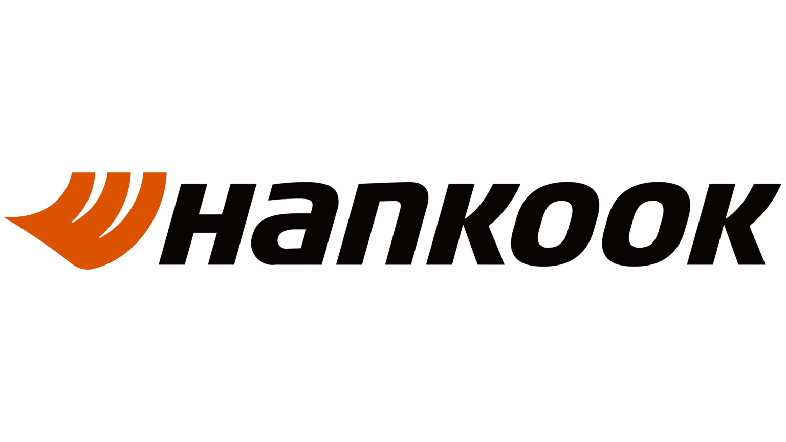 Hankook logo in black and orange, symbolizing innovation in tire technology.